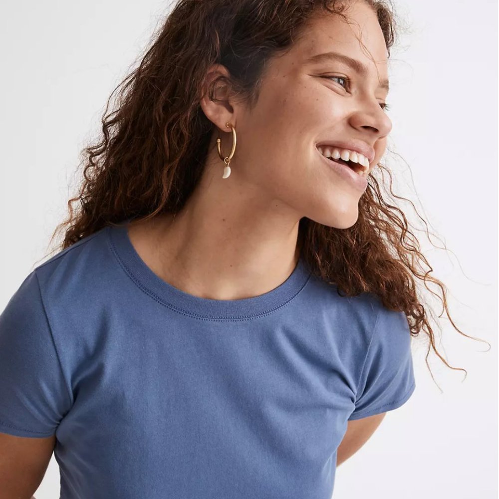 Madewell Shell Charm Large Hoop Earrings - Picture 2 of 3